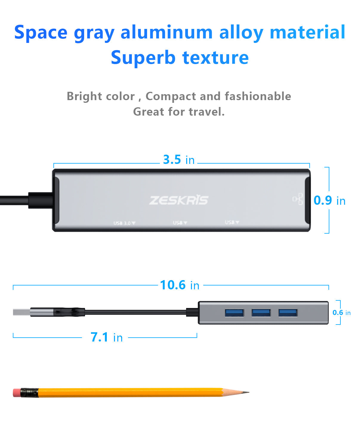 ZESKRIS 4 in 1 USB C Hub with 100Mbps Ethernet Port