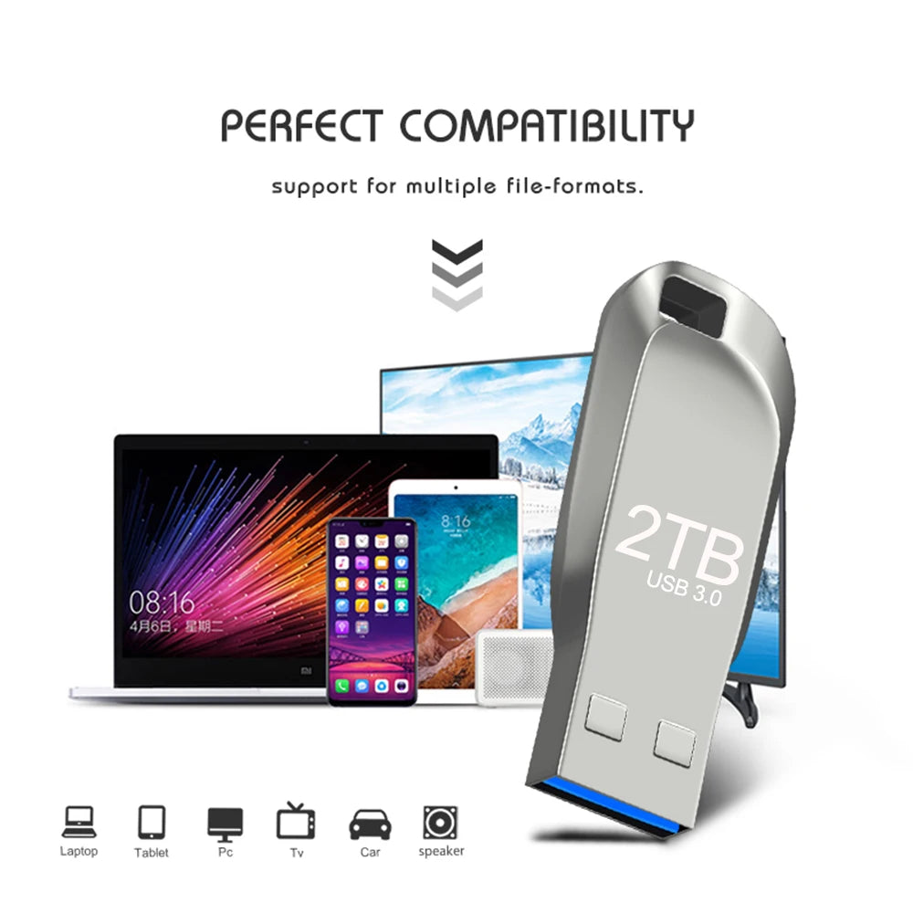 Sleek Metal USB Drive 2TB Flash Drive
