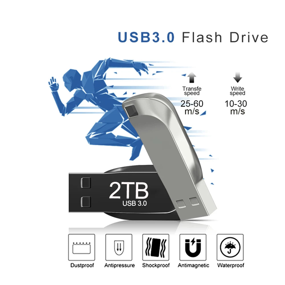 Sleek Metal USB Drive 2TB Flash Drive