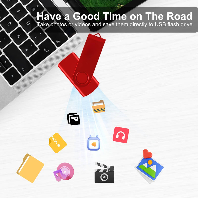 5-Pack 2TB Flash Drives |FREE 2 Adapters (Type-C) + Storage Case for Data, Photos, Office Use