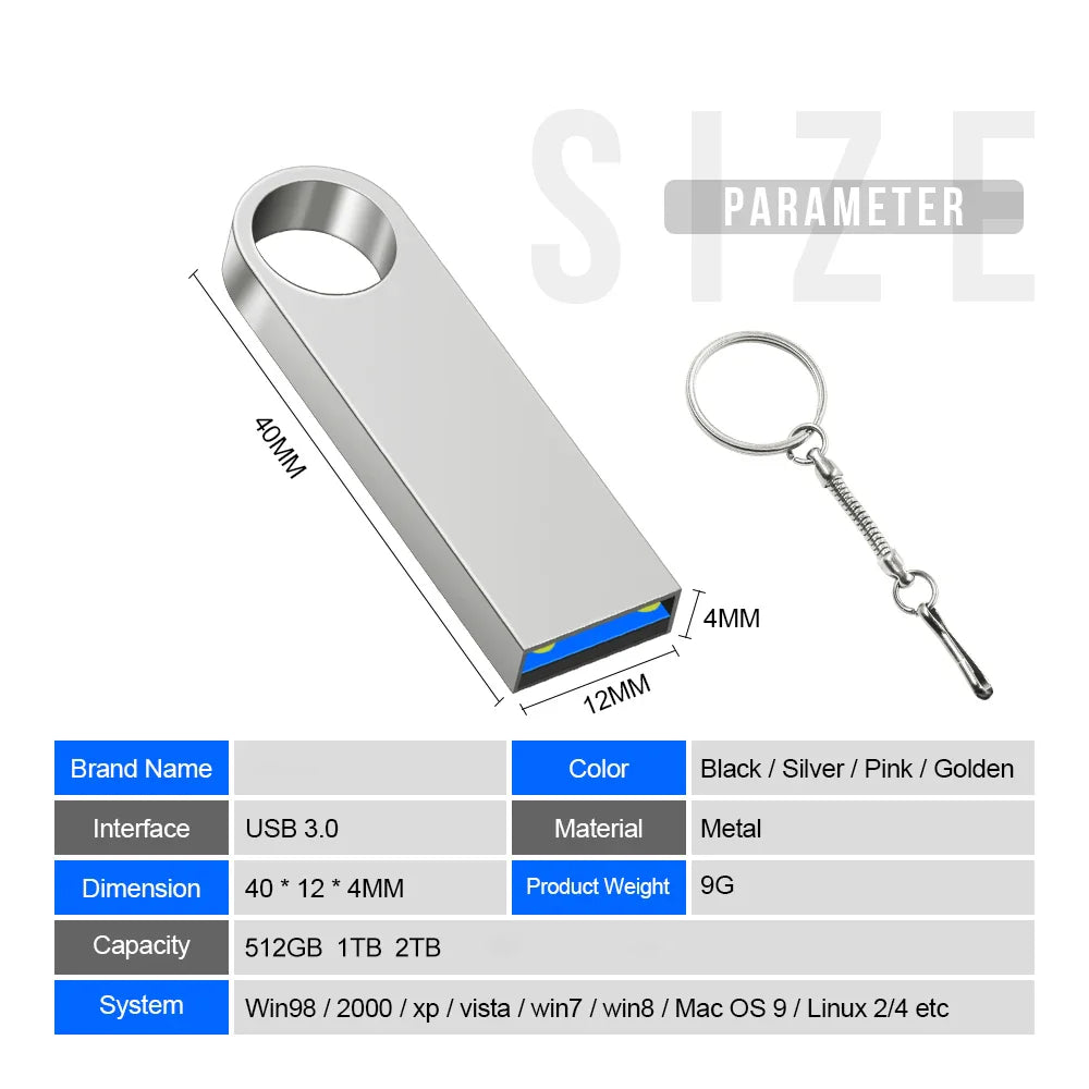 New 2025 Metal Pen Drive 2TB Cle Usb Flash Drive