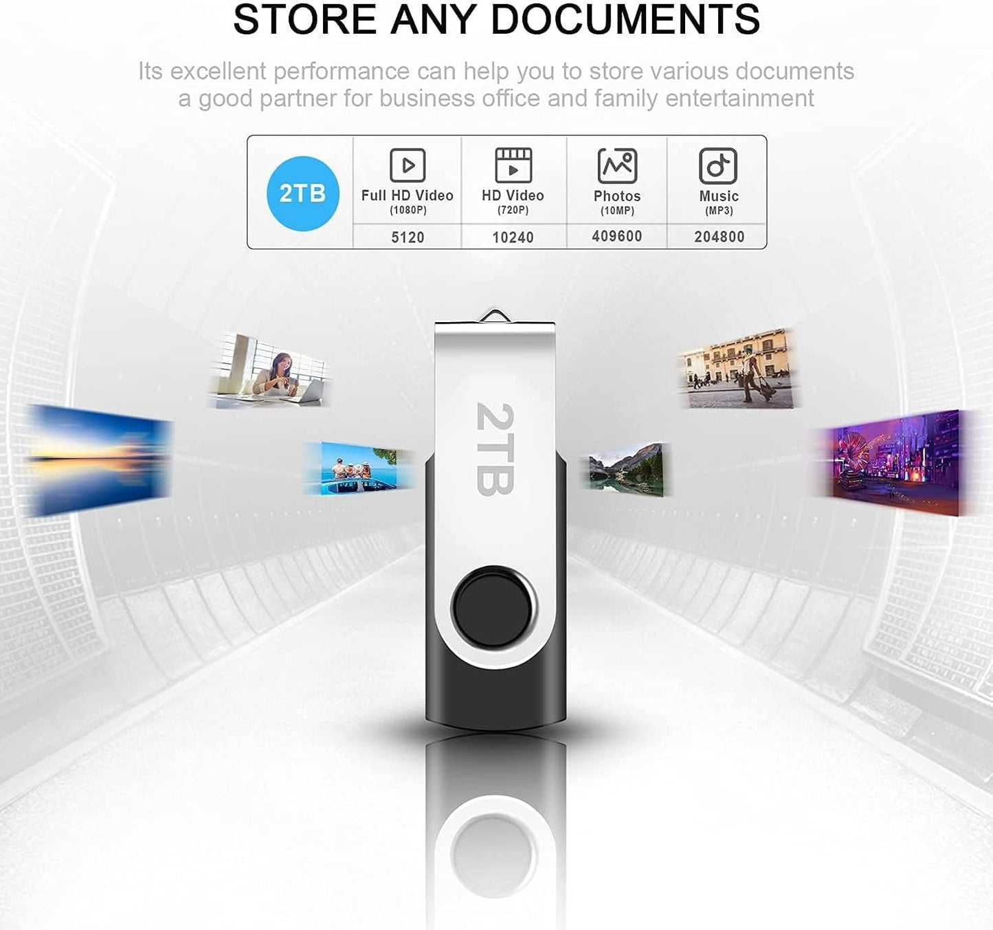 2TB USB Flash Drive, Portable Thumb Drive Memory Stick for PC/Laptop (2000GB)